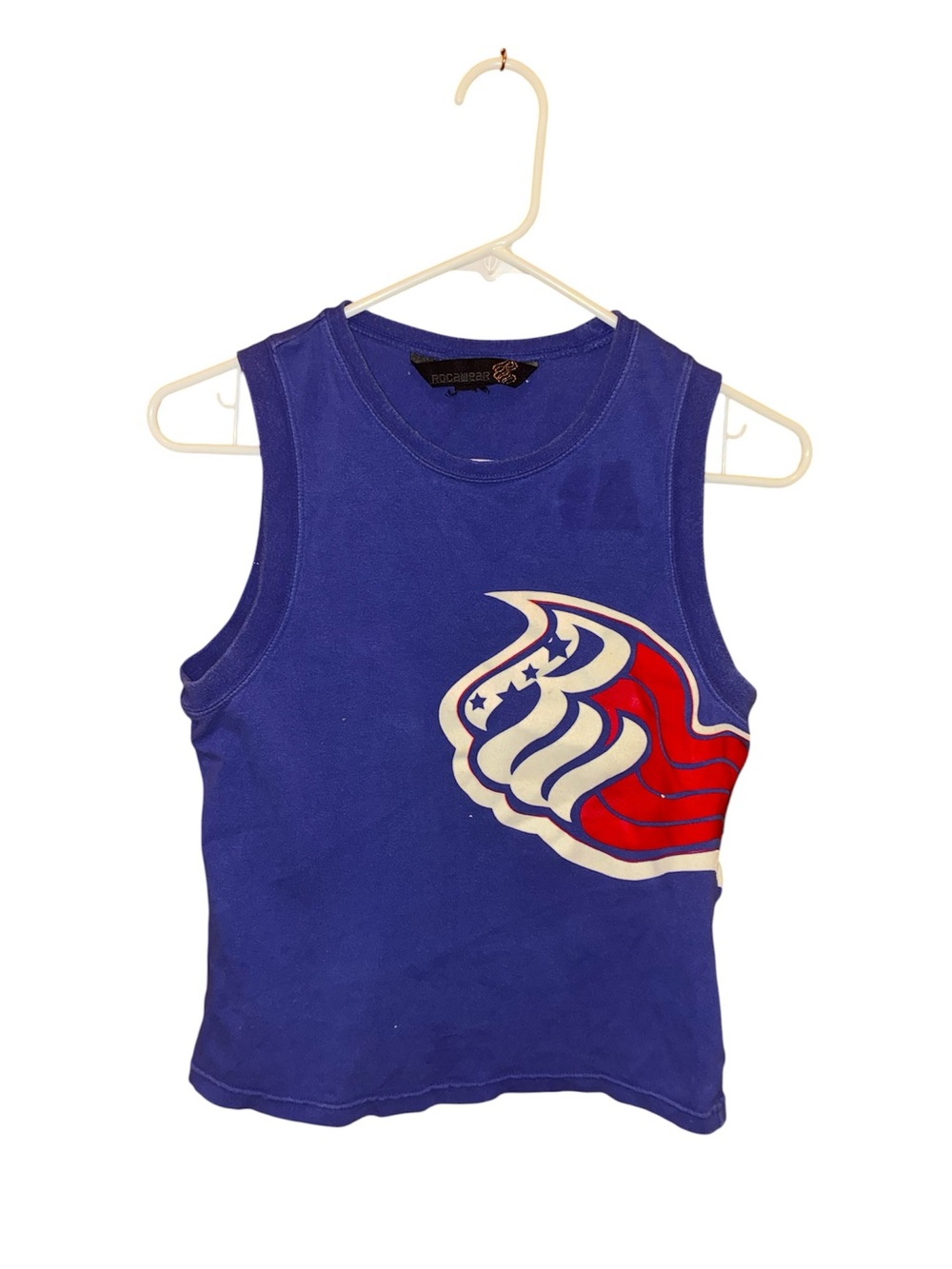 Rocawear 90 Vintage Blue Tank Top with Red & Cream Graphic S